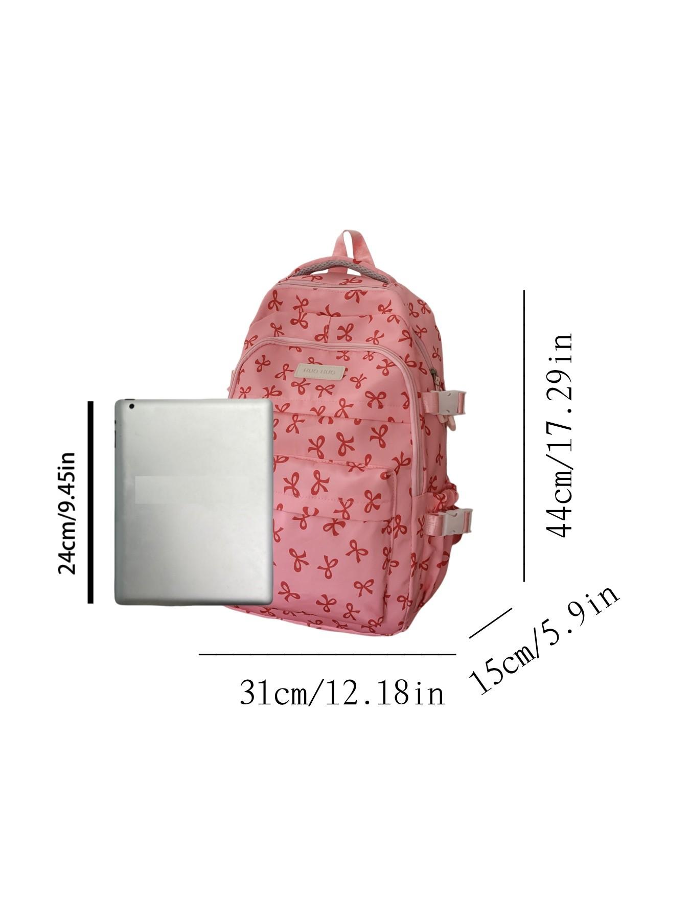2026 New Cute Waterproof Nylon Backpack, Daypack, Large Capacity School Style High-Quality Girl's Waterproof Zip Backpack Set, All-Over Print, All Seasons