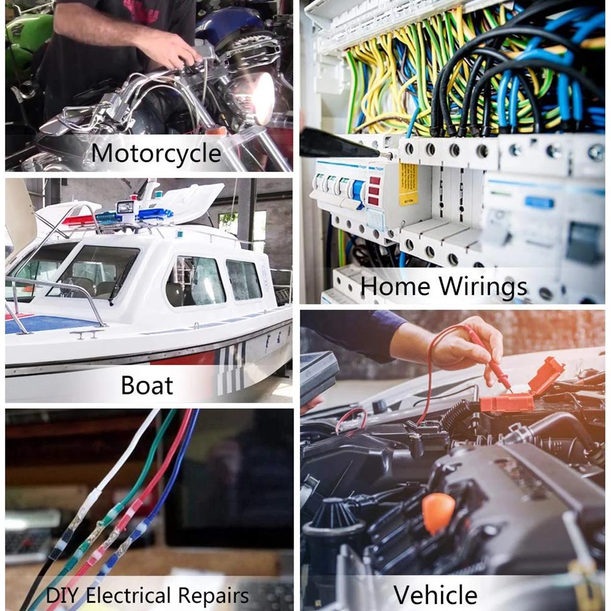 PoDhey 200Counts Solder Seal Wire Connector Heat Shrink Butt Connector Waterproof Insulated Electrical Wire Terminal Solder Sleeve Sealed Electrical Butt Splice for Marine Automotive