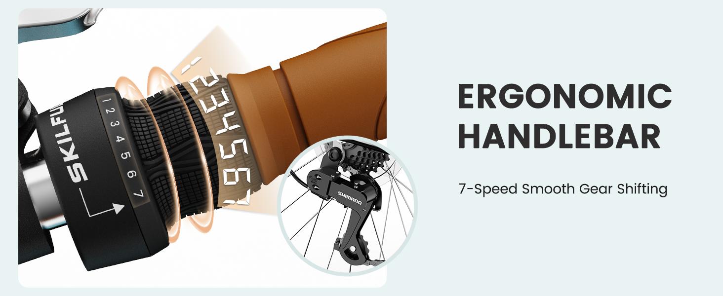 EOYOBIKE Adult Bike 7 Speed, 24 26 inch Beach Cruiser Bikes for Women, Step Through Adult Bicycle with Front Basket for City Commuting