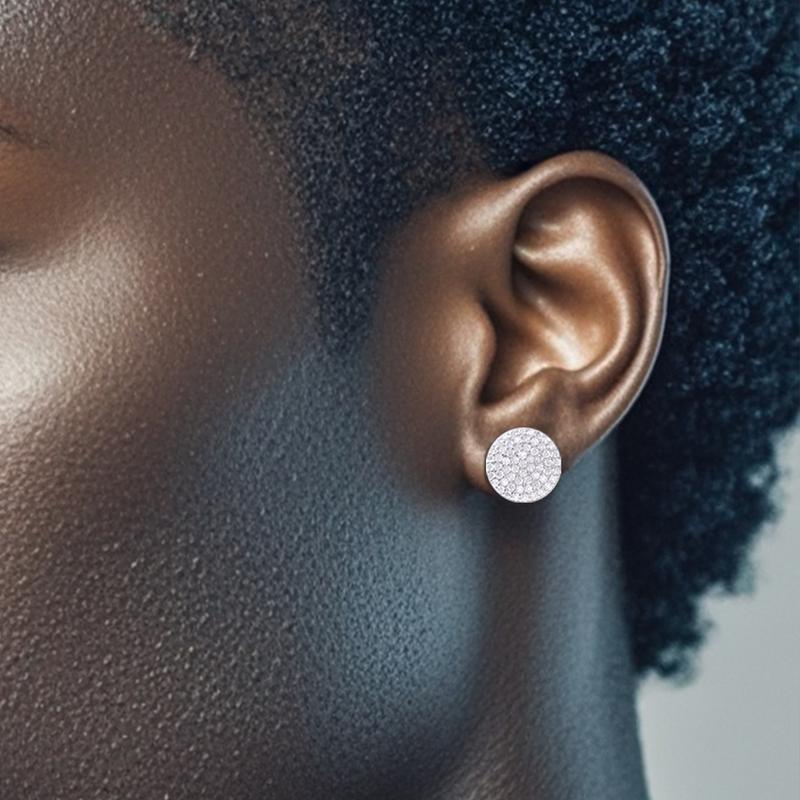 Delzzad 14K Gold-Plated Iced Out Circle Shape Earrings Lab-Created Moissanite Stud Earring S925 Sterling Silver Moissanite Jewelry Perfect Birthday Mother’s Day Christmas Gift for Men Women Wedding Set