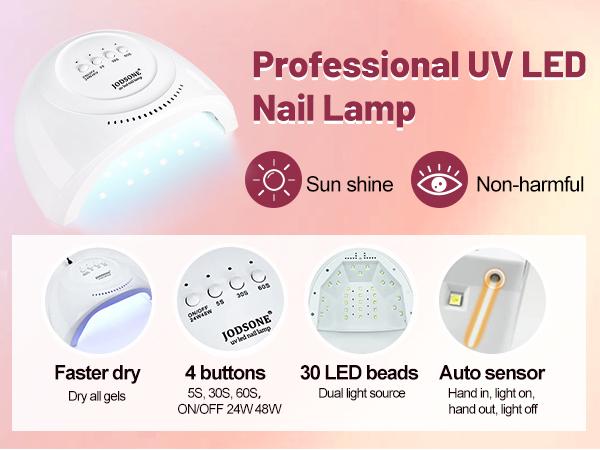 JODSONE 100 Bottles of Gel Nail Polish Kit with U V Led Light 95 Multiple Glossy Glitter Colors Mint Green Light Pink Nail Gel Base Coat Glossy and Matte Top Coat Gel Polish Kit