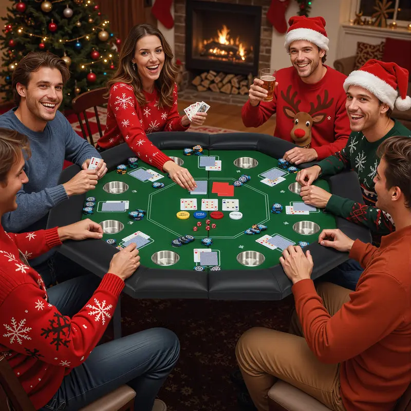 51” 8-Player Octagon Poker Table, Portable Card Game Table for Home & Party Use