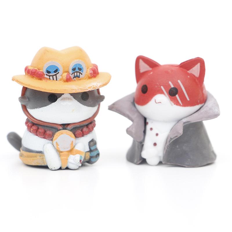 8Pcs/Set One Piece Cat Cos Tony Tony Chopper Portgas·D· Ace Trafalgar Law Cake Decoration PVC Model Figure Toys