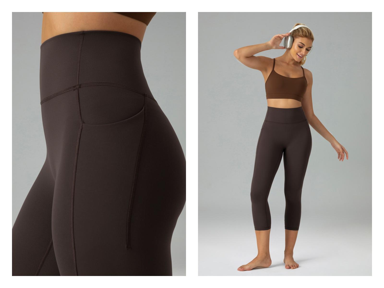 Colorfulkoala Women's No Front Seam Yoga Capri 21" with Side Pocket Dreamlux High-Waisted Tummy Control Workout Leggings  Petite Length