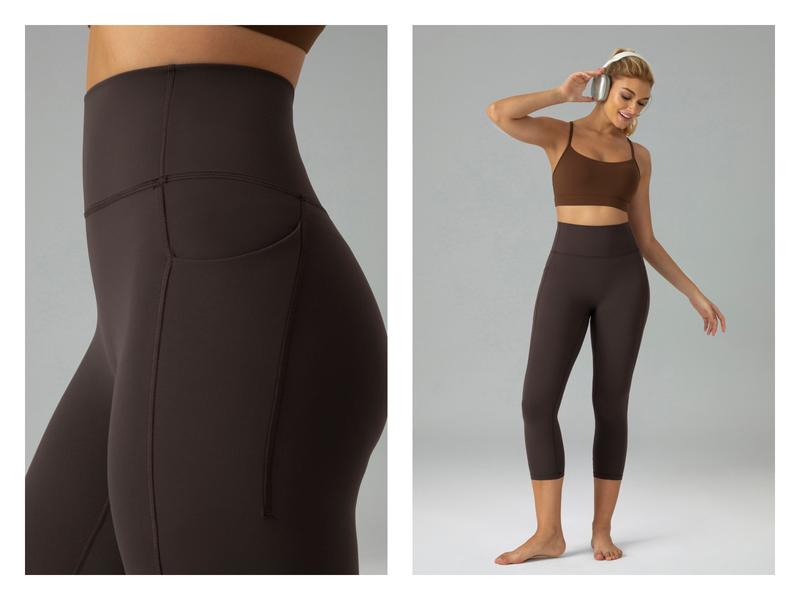 Colorfulkoala Women's No Front Seam Yoga Capri 21" with Side Pocket Dreamlux High-Waisted Tummy Control Workout Leggings  Petite Length