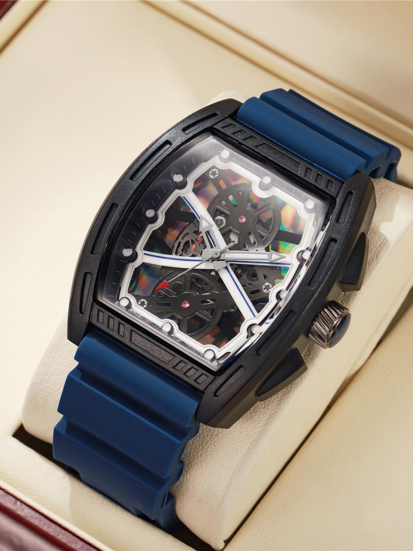 Stylish Men's Watch with Colorful Silicone Strap, Waterproof Analog Quartz Watch, Perfect Gift for Father's Day, Christmas, Birthday, Casual Wristwatch