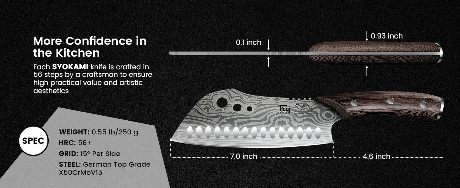 【TikTokShopSpringGlowUp】 SYOKAMI3-in-1 Kitchen Knife with Herb Stripper, 7" Asian Knife Combined with Chef Knife, Santoku, Nakiri, Ideal for All-Around Food Preparation—Slicing, Chopping, Dicing, Mincing, Christmas, Mother's Day Gifts