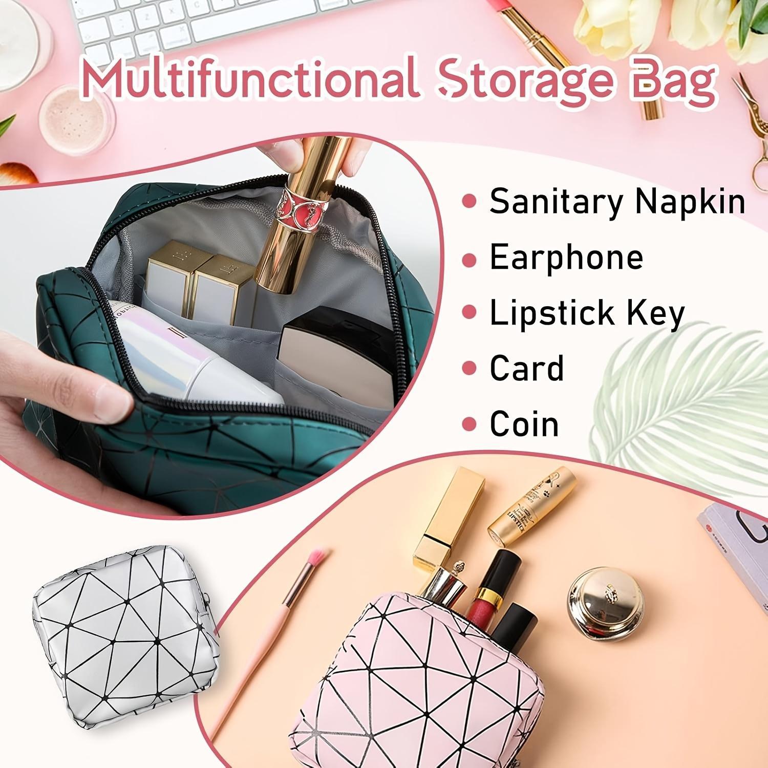 A Sanitary Napkin Storage Bag, a Cosmetic Organizer, a Multifunctional Storage Pouch, a Bag for On-The-Go, Suitable for Students And to Store Coins, Cosmetics, And a Portable Menstrual Bag for Feminine Products Like Pads And Tampons