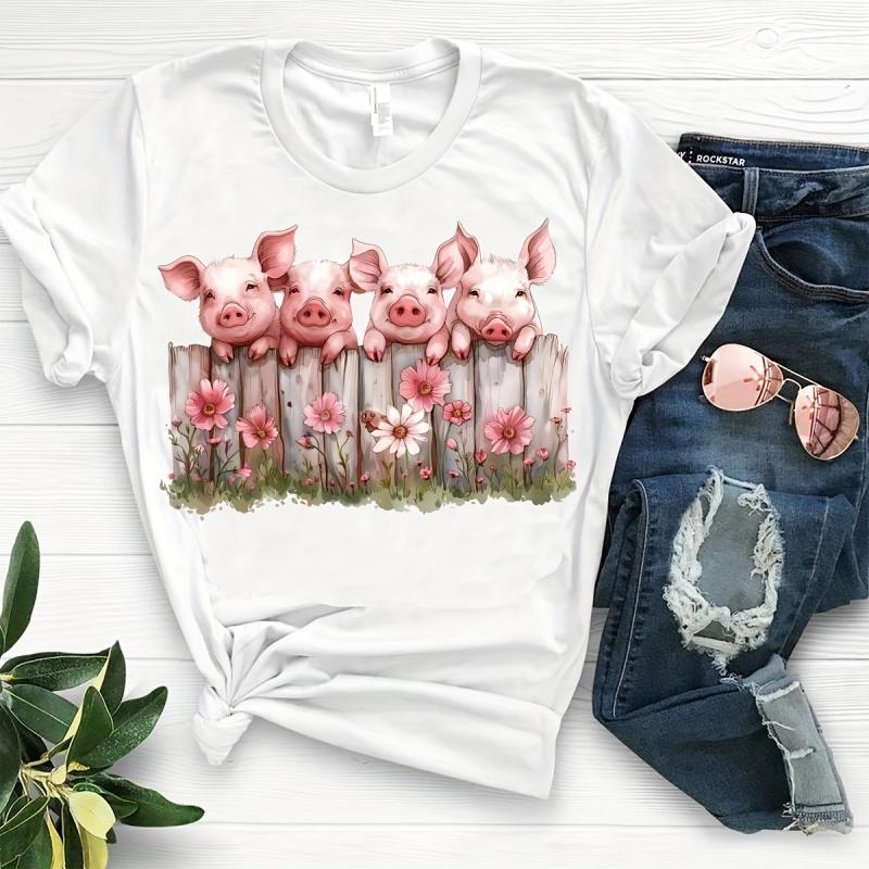 8Pcs Cute Pig DIY DTF Transfer Stickers Washable Heat Transfer Design Iron-On Patches for Tshirt Mask Jeans Backpack Crafts Accessories