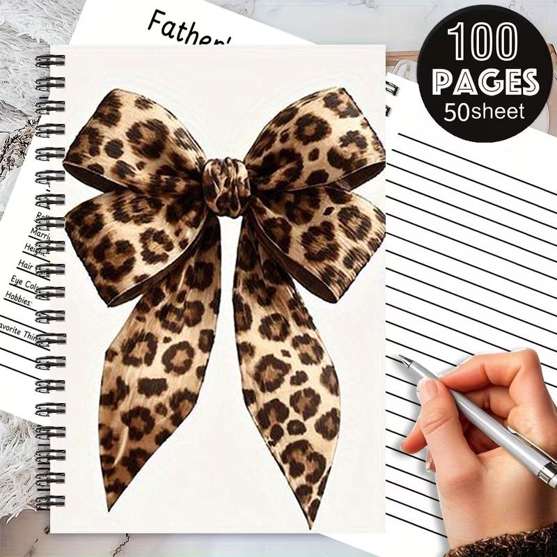 1 Spiral Notebook Leopard Print, 5.7x8.26 inch, Durable Binding, Daily Journal for Office School, Travel Notes, Gift for Students Teachers, Birthday Christmas Back to School Supplies [2D] Flat
