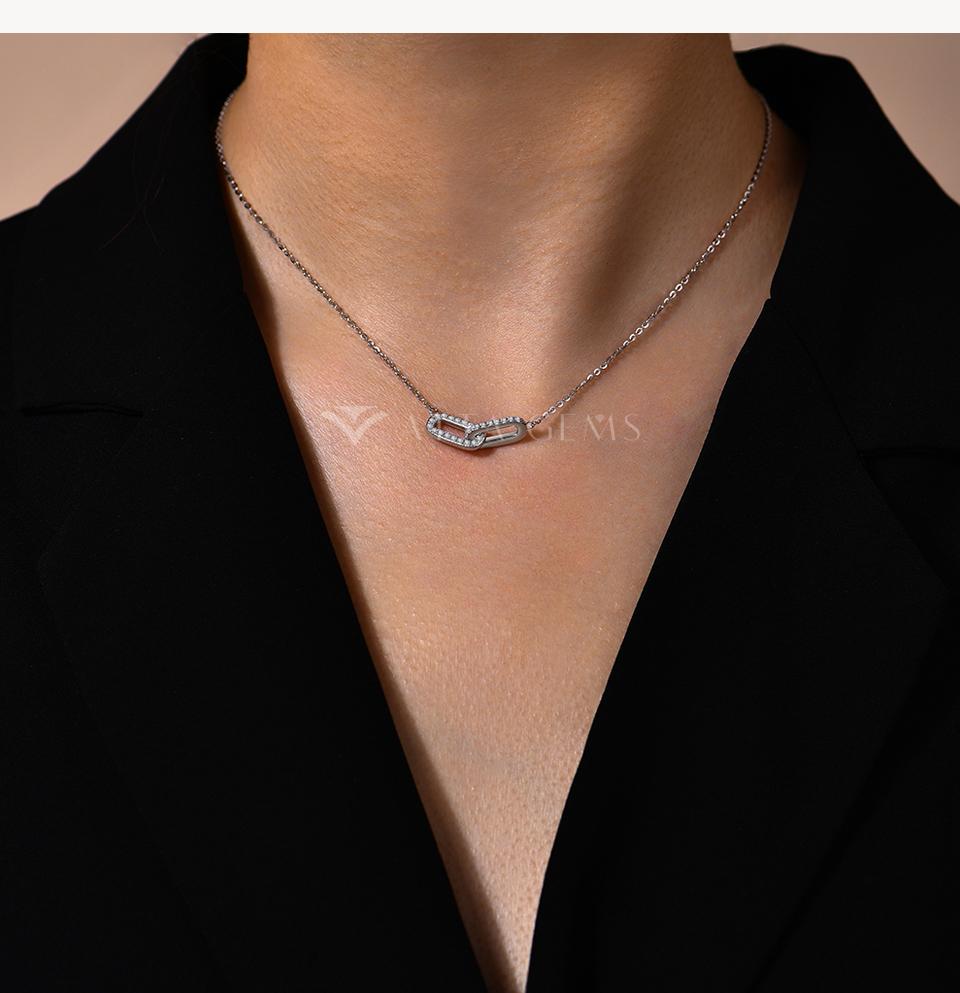 Fashionable Modern Simple Synthetic Moissanite Necklace Pendant Ladies Exquisite Sterling Silver Jewelry Accessories Daily Matching Engagement Gift N043