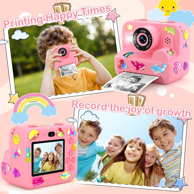 Instant Printing Camera, 16x Digital Zoom HD Digital Camera with 32GB SD Card, Perfect Birthday Gift