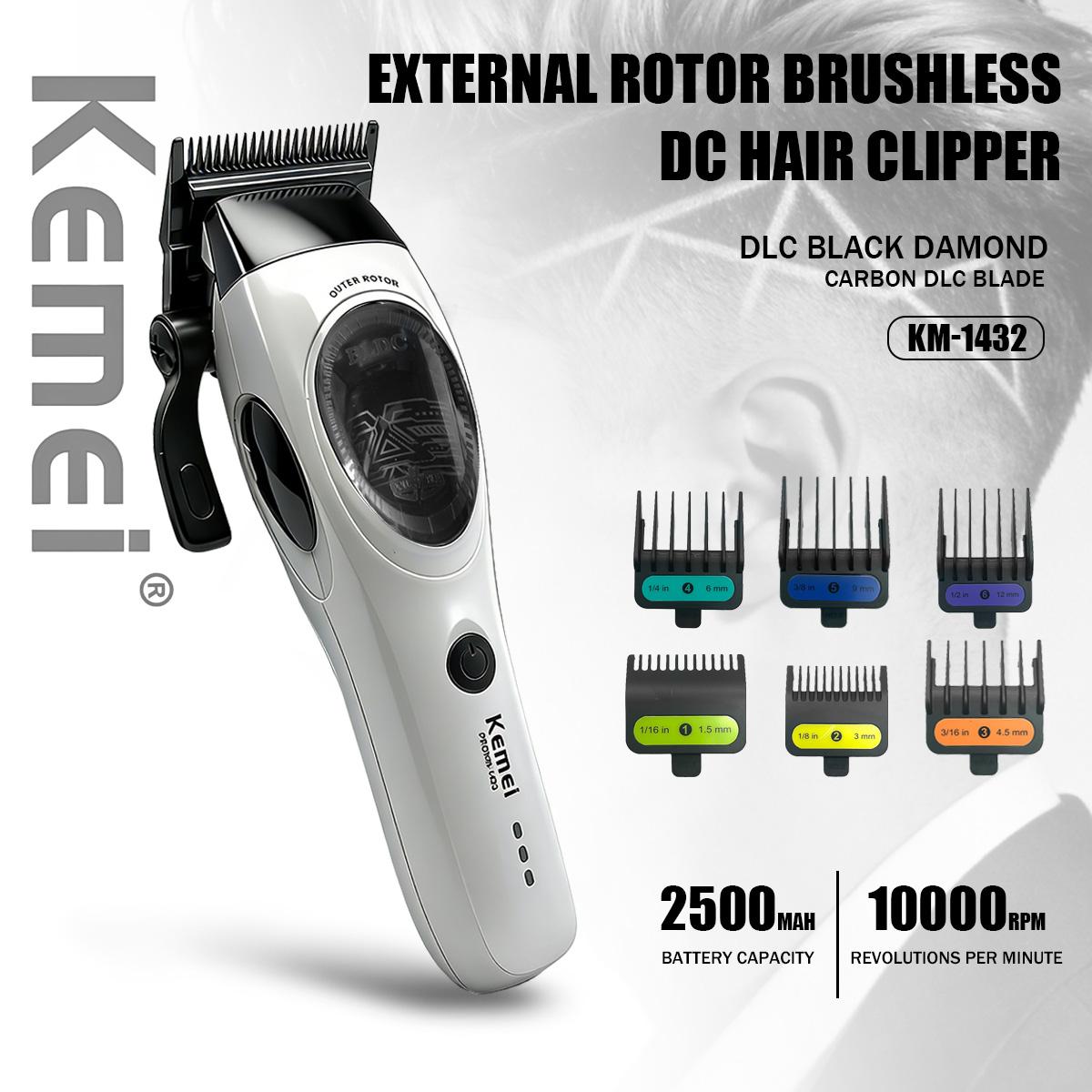 Kemei Professional Clippers SPACE blades Rechargeable Hair Trimmers External Rotor 10000RPM Adjustable Clipper For Man KM-1423