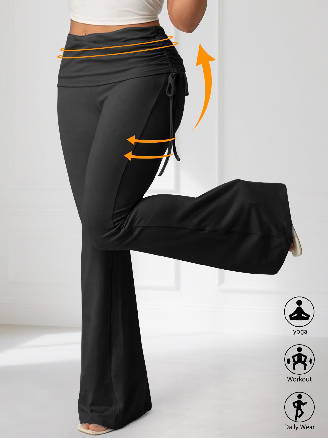 Plus Size High Waist Flare Pants, Back Pleated Butt Lifting Design, Slim Fit Elasticity, Sexy Tight-Fit, Y2K Street Fashion Women's Pants