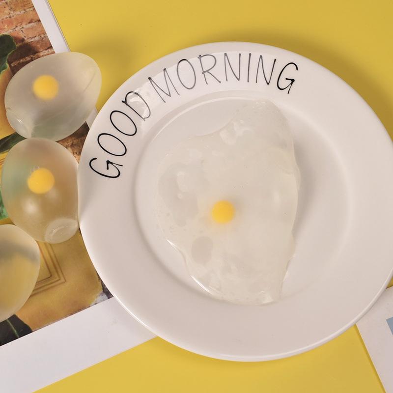 Transparent Simulated Egg Squishy, Unbreakable Single Yolk Stress Relief Egg, Water Squeeze Fidget Vent Toy