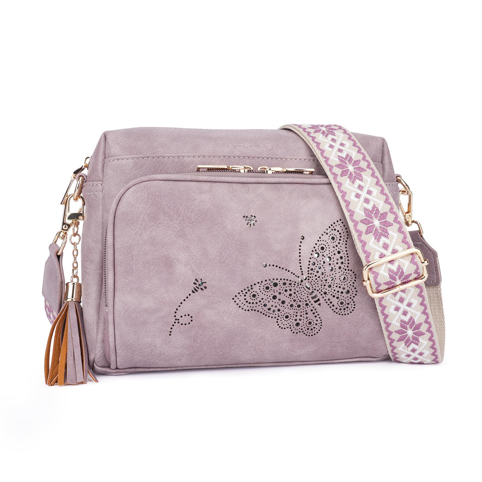 Women's Vegan Leather Portable Crossbody & Shoulder Bag - Stylish Butterfly Design, Phone Pocket, Zipper Closure, Card Slots - Ideal for Work, Everyday Carry - 2025 Trendy Fashion Handbag, Portable Women's Crossbody & Shoulder Bags