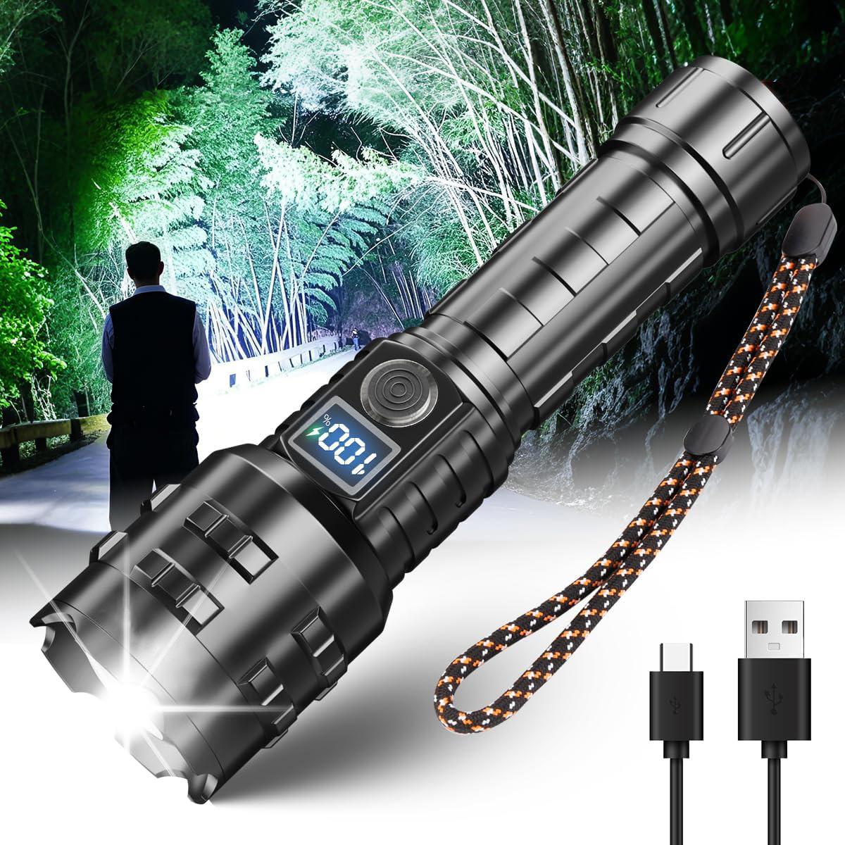 Multifunctional High Brightness Flashlight, Rechargeable Battery, 5 Lighting Modes, Outdoor Cycling, Camping, Hiking, Home Illumination