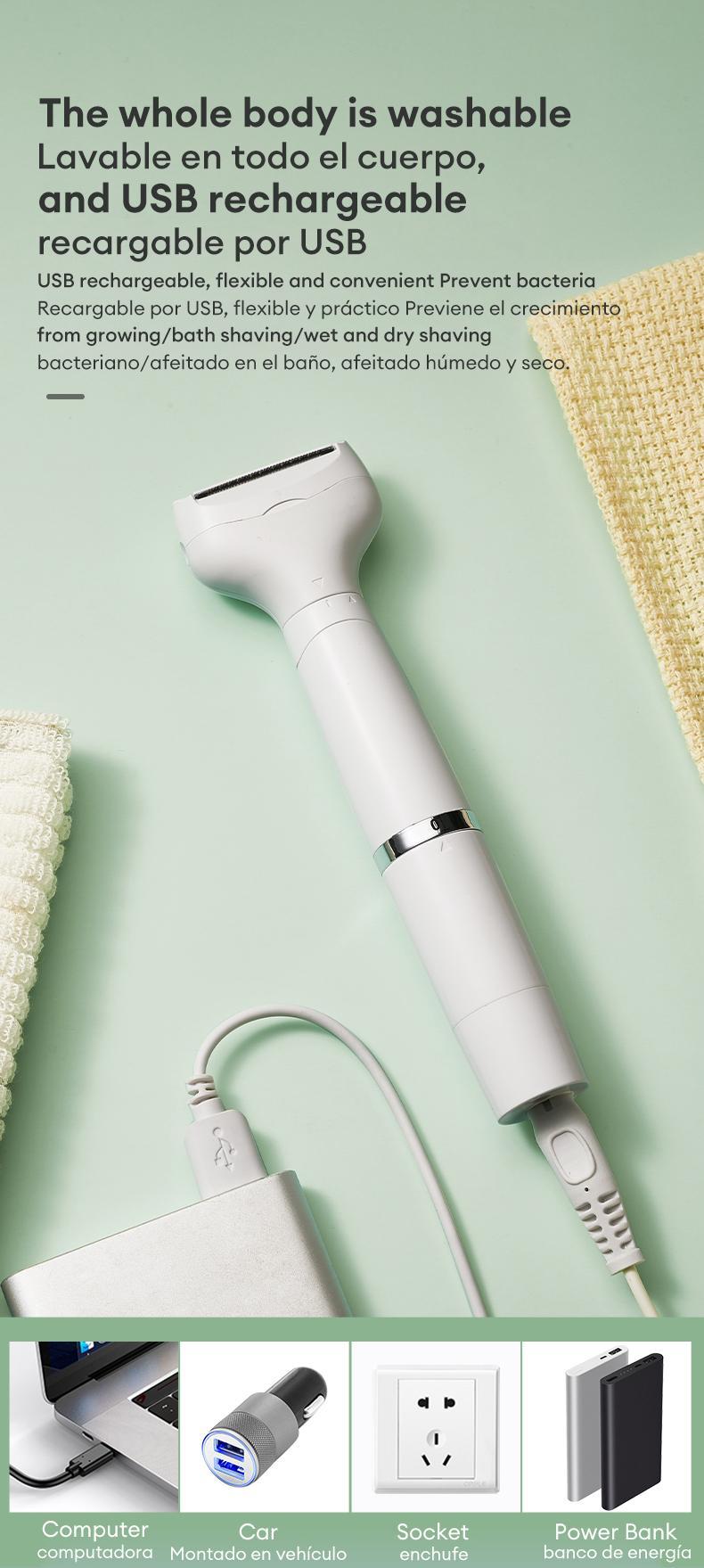 Skyworth Electric Trimmer for Man & Women, Rechargeable 4 in 1 Body & Facial Hair Removal, Waterproof Wet & Dry Use Precise Safe Trimmer