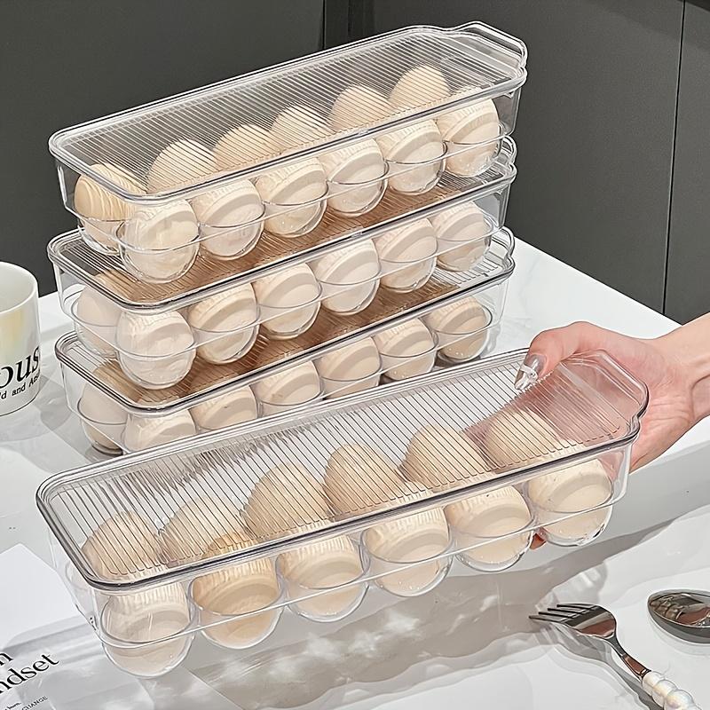 Multifunctional Egg Storage Box for Refrigerator, Transparent Divided Egg Holder, Space-Saving Design, Durable & Easy Clean
