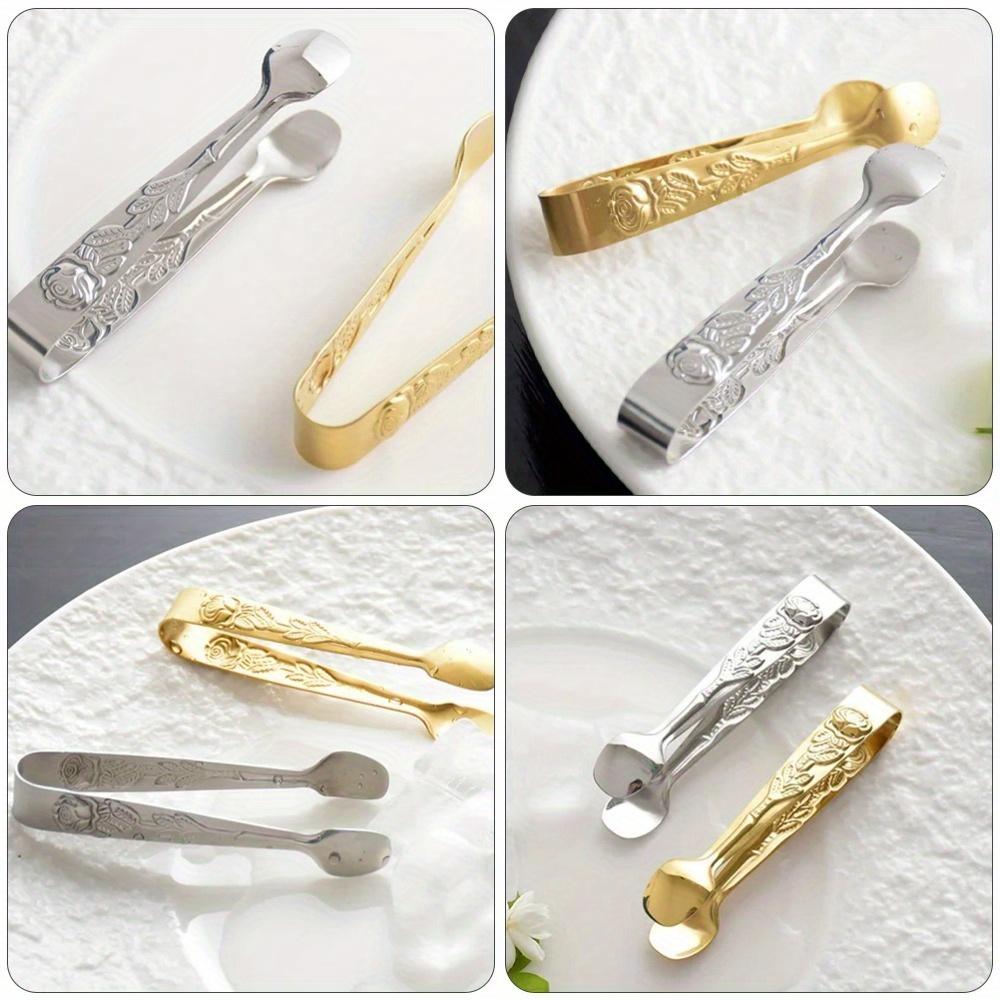 1pc ice tongs, sugar cube tongs, ice cube tongs, fruit tongs, bar ice bucket tongs, rose-shaped tongs, sugar tongs, mini food tongs, rose-patterned ice cube tongs, cookie tongs, lemon slice tweezers
