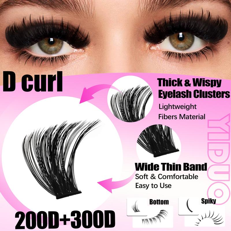4-6 Styles Bottom/Spiky 40D-300D Volume Lash Clusters, Diy Individual Lashes, Fluffy 5-20mm D-Curl Eyelash Extensions for DIY at Home, Soft Comfortable and Easy to Apply for Natural Daily Makeup Look