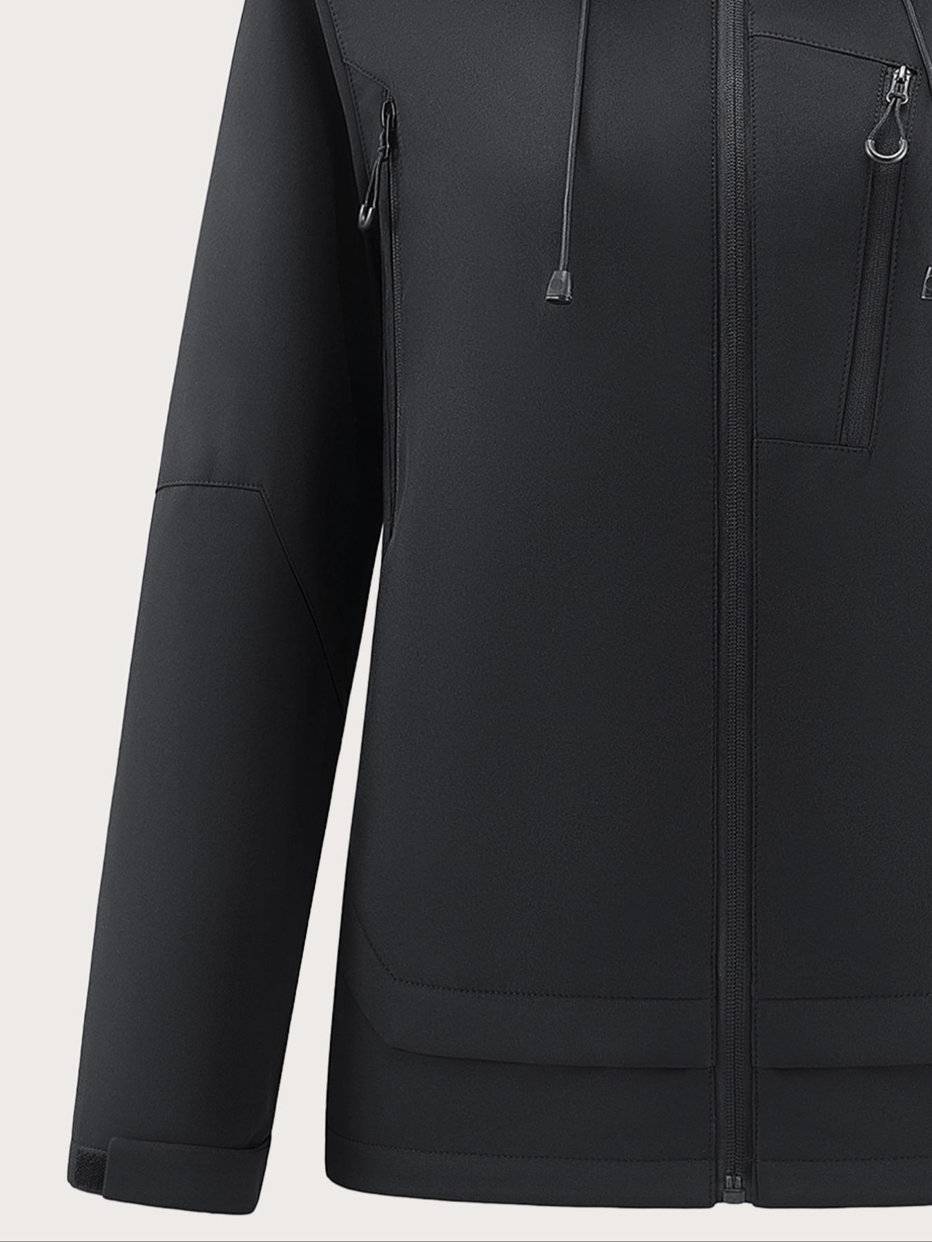 Women's Outdoor Softshell Jacket, Warm Waterproof Windproof Hiking Coat with Hood, Zipper Pockets, Breathable Camping & Climbing Gear, Soft Shell Jackets