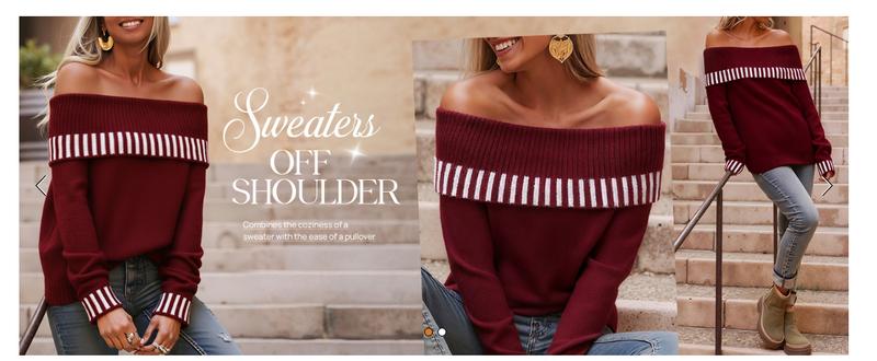 MEROKEETY Women's Off Shoulder Sweater 2025 Fall Winter Fashion Oversized Ribbed Knit Striped Pullover Tops MEROKEETY Women's Off Shoulder Sweater 2025 Fall Winter Fashion Oversized Ribbed Knit Striped Pullover Tops