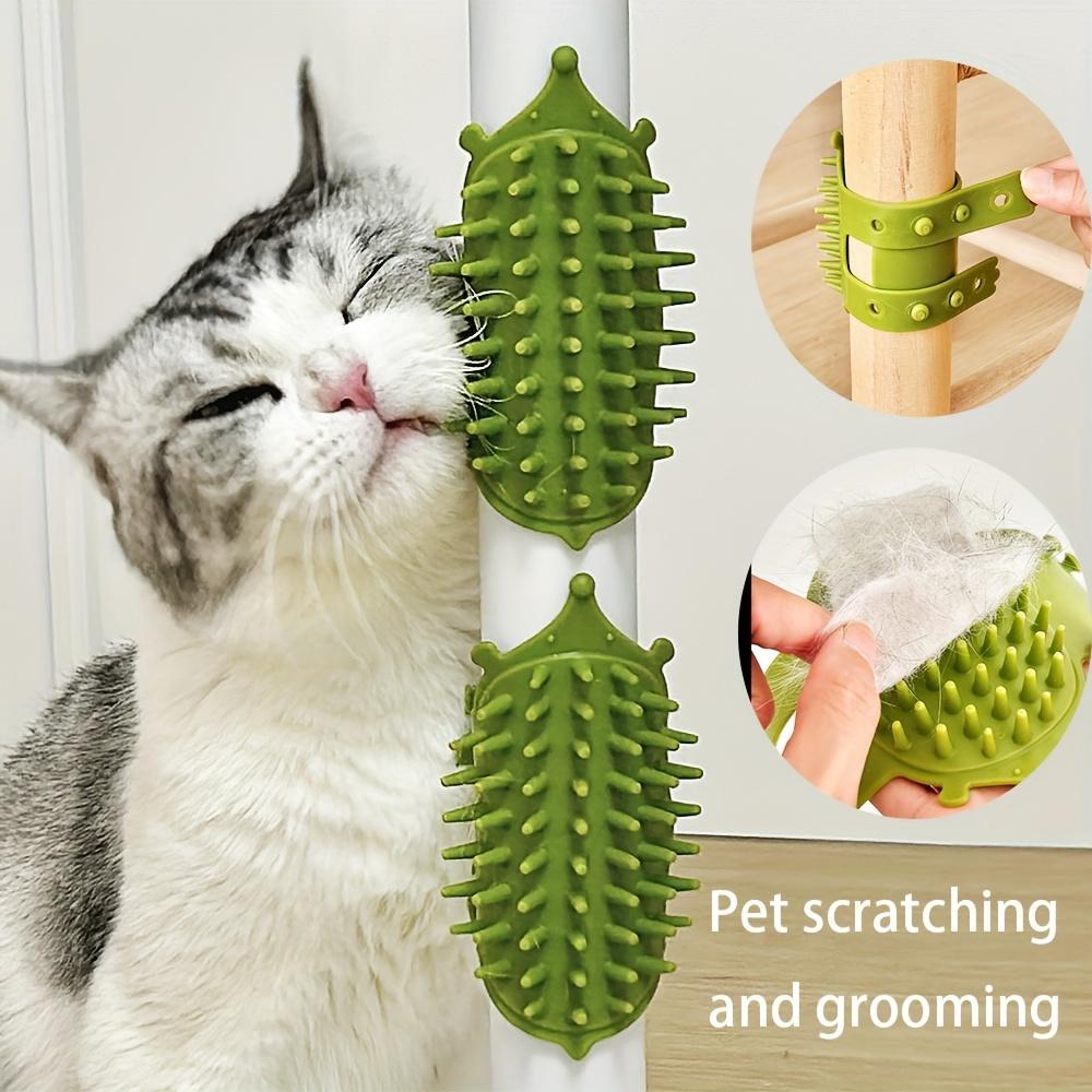 [Multi-Functional Rubber Cat Scratcher] Rubber Self-Grooming Cat Scratcher - Wall & Table Leg Mountable, Flexible Bristles, Non-Electric Pet Massage & Fur Removal Tool, Self Grooming Brush