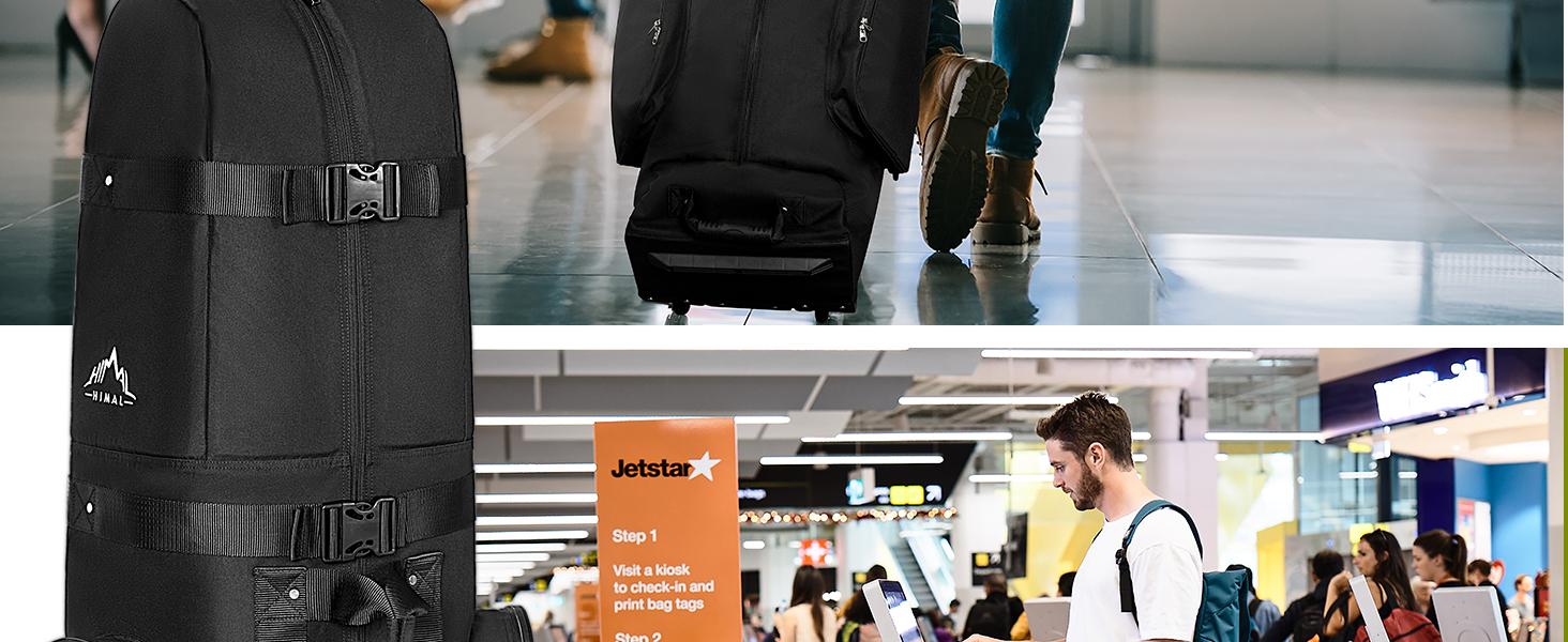 Himal Outdoors Golf Travel Bag - Heavy Duty 600D Polyester Oxford Wear-Resistant, Excellent Zipper Universal Size with Wheels, Soft-Sided Golf Club Travel Cover to Protect Clubs