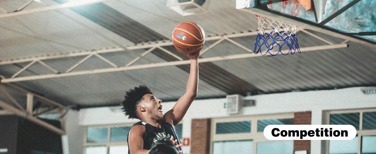 Basketball Net Replacement, 2026 Upgrade Thick Professional All-Weather Anti-Vibration Net, 12 Rings Blue, Standard Outdoor Rim