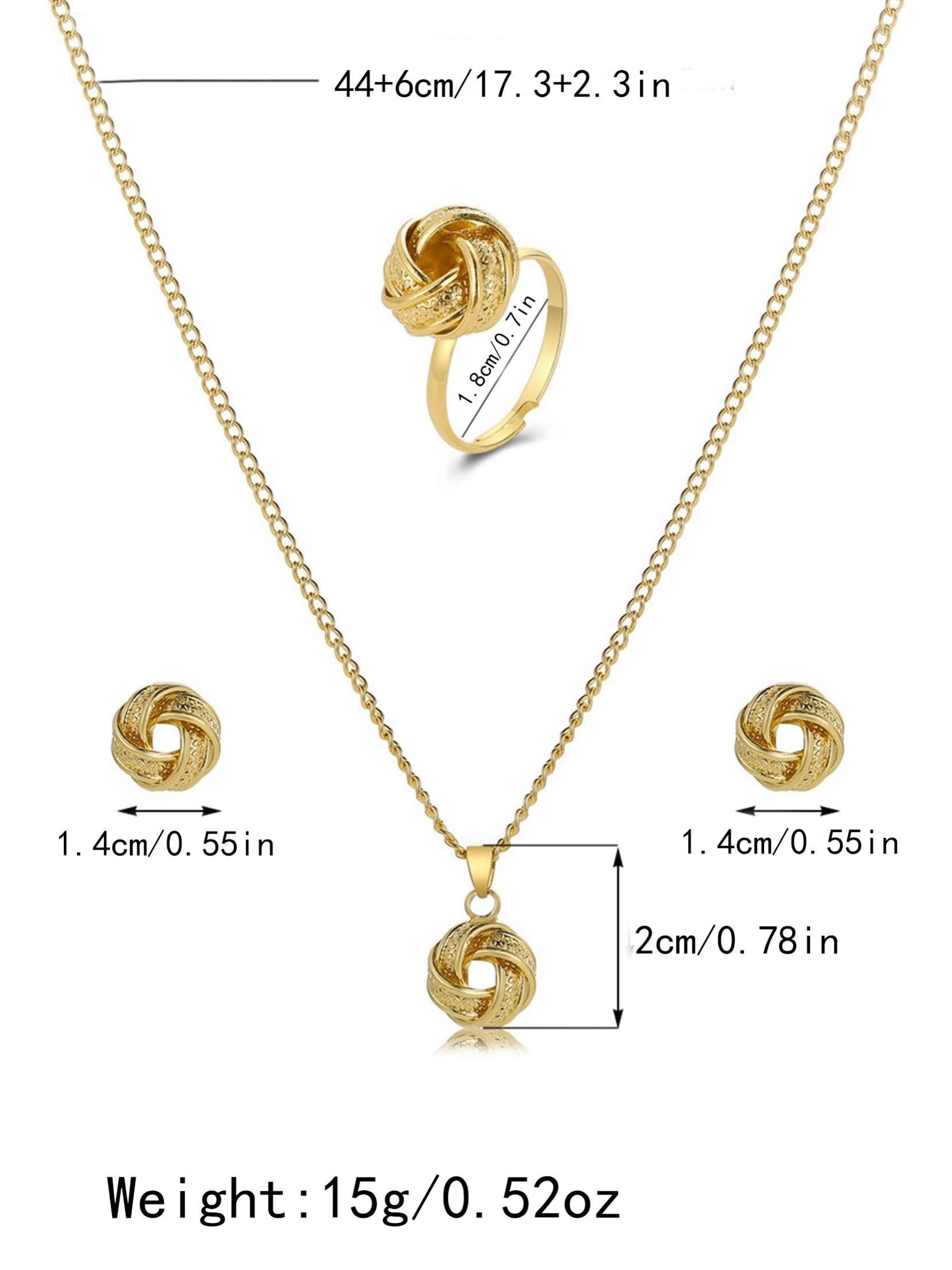 3 Piece Set Braided Spiral Knot Ring Earring Necklace Jewelry, Unique Women's Evening Party Jewelry Set, Stylish Accessories