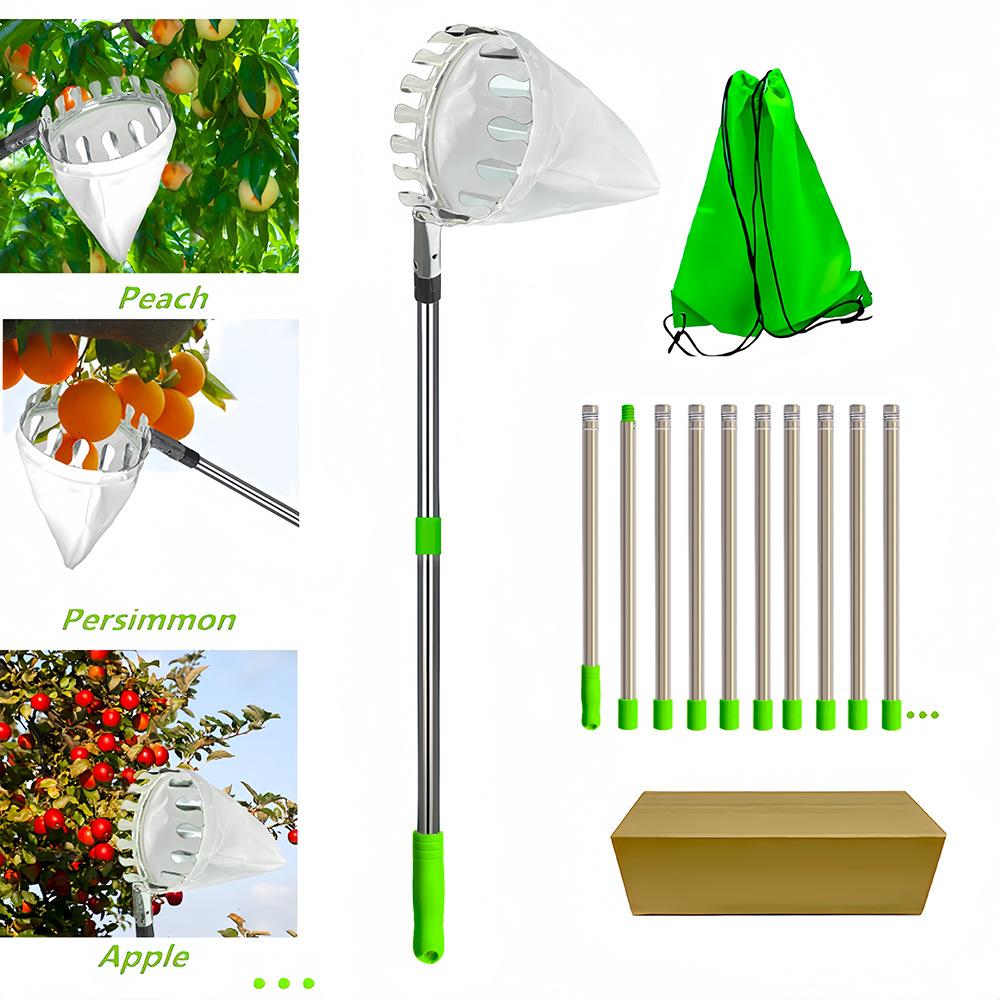 2 Meter Extendable Fruit Picker Tool, Efficient Apple & Plum Picking Device, High Reach Garden Harvesting Equipment for Gardening Needs