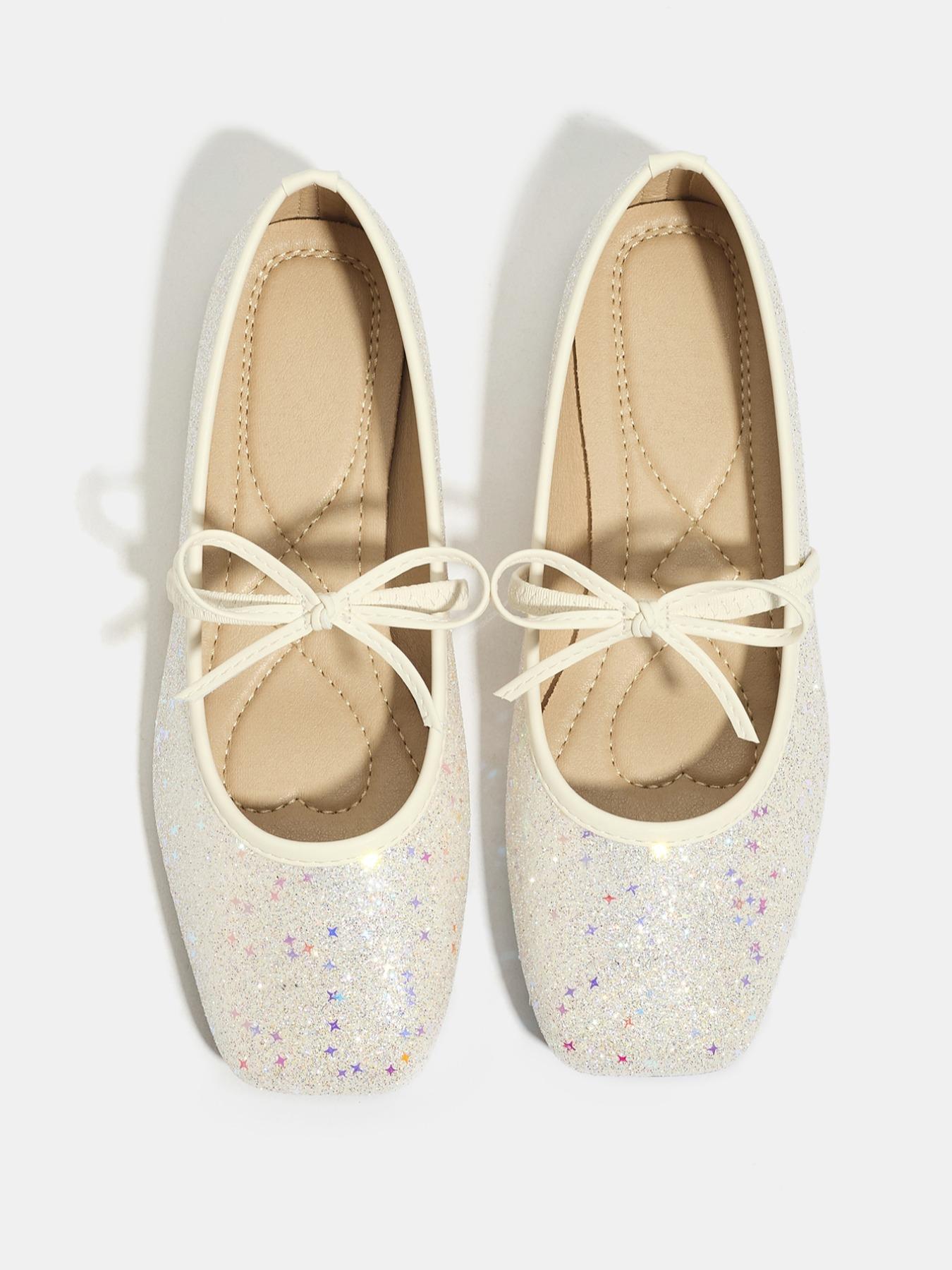 Women's Fashion Flat Shoes Square Toe Star Design Slip-On Soft Textile Rubber Sole Casual Ballet Flats Spring & Fall