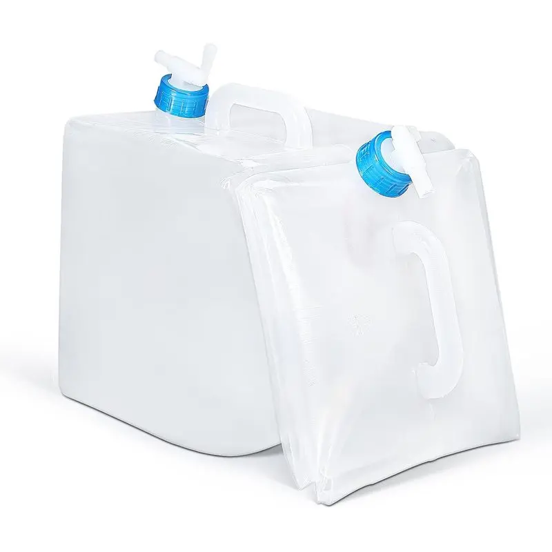 Outdoor sportsware 2 Pack Collapsible Water Container with Spigot, Foldable Cube Water Jugs Portable Water Storage for Outdoors Camping Hiking Disaster Preparedness & Survival Gear 1.4/2.6/4/5.3 Gallon