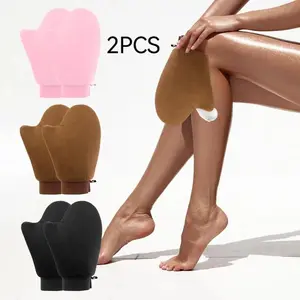 2 PCS Reusable Personal Tanning Lotion Applicator Mitt for Face Body, Washable Self Tanning Gloves, Multi Use Skincare Tools for Lotion Oil Sunscreen