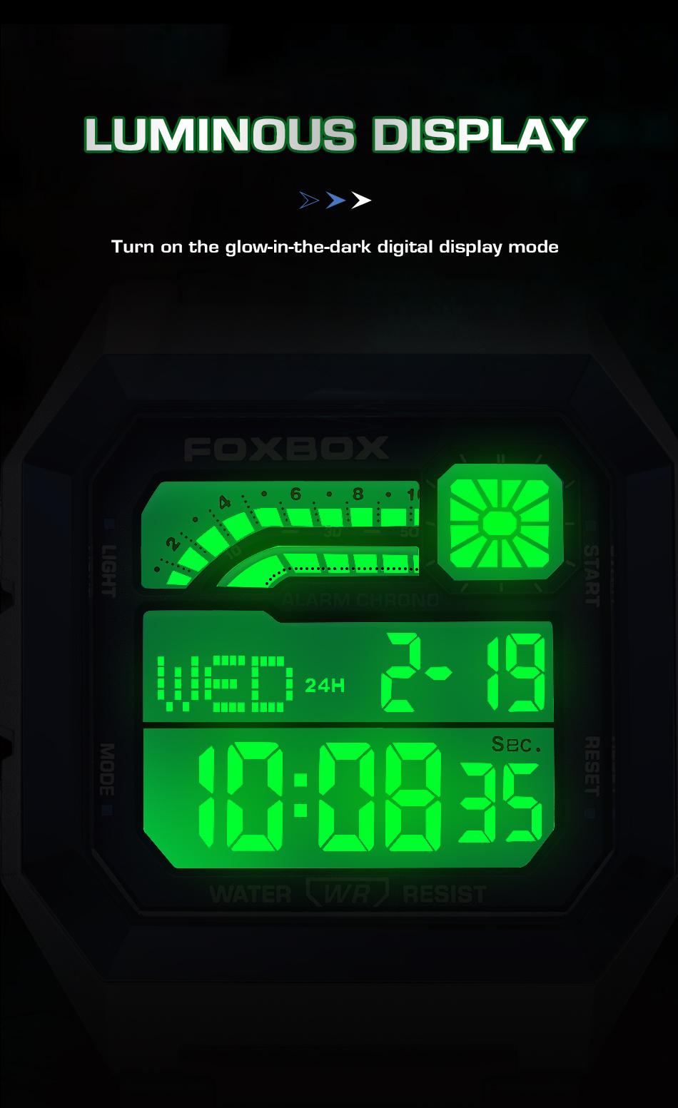 FOXBOX Men's Digital Fashion Watch - Alloy Case and Strap, Water-Resistant Design, Backlight, Time/Date/Weekday Display for Students and Adults FOXBOX Men's Digital Fashion Watch - Alloy Case and Strap, Water-Resistant Design, Backlight, Time/Date/Weekday Display for Students and Adults