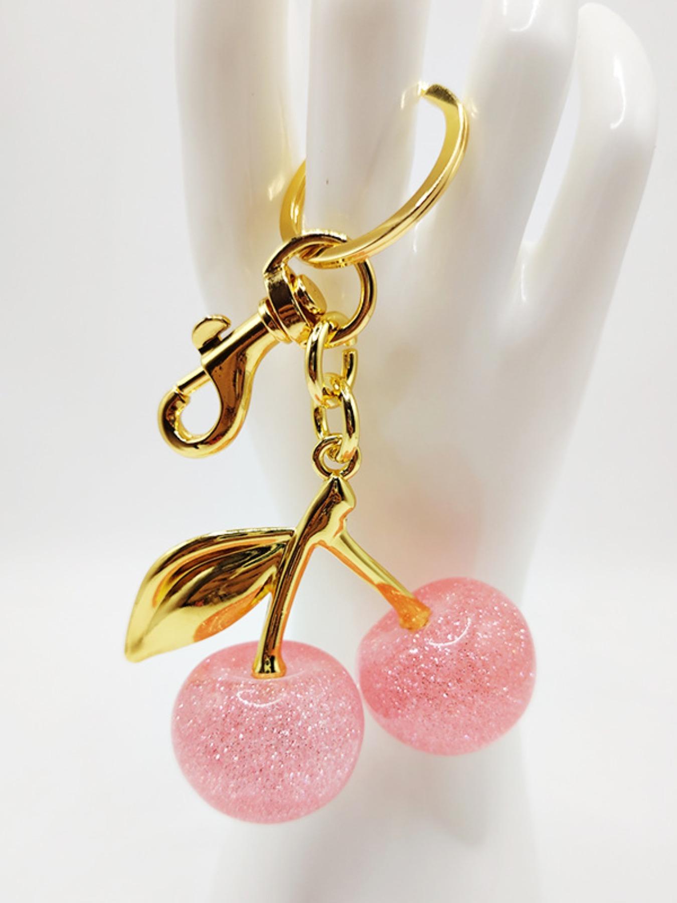 Cute Cherry Design Sparkly Bag Charm, Fashionable Bag Keychain for Women & Girls, Trendy All-match & Exquisite Bag Charm for Birthday Gift, Purse Accessories