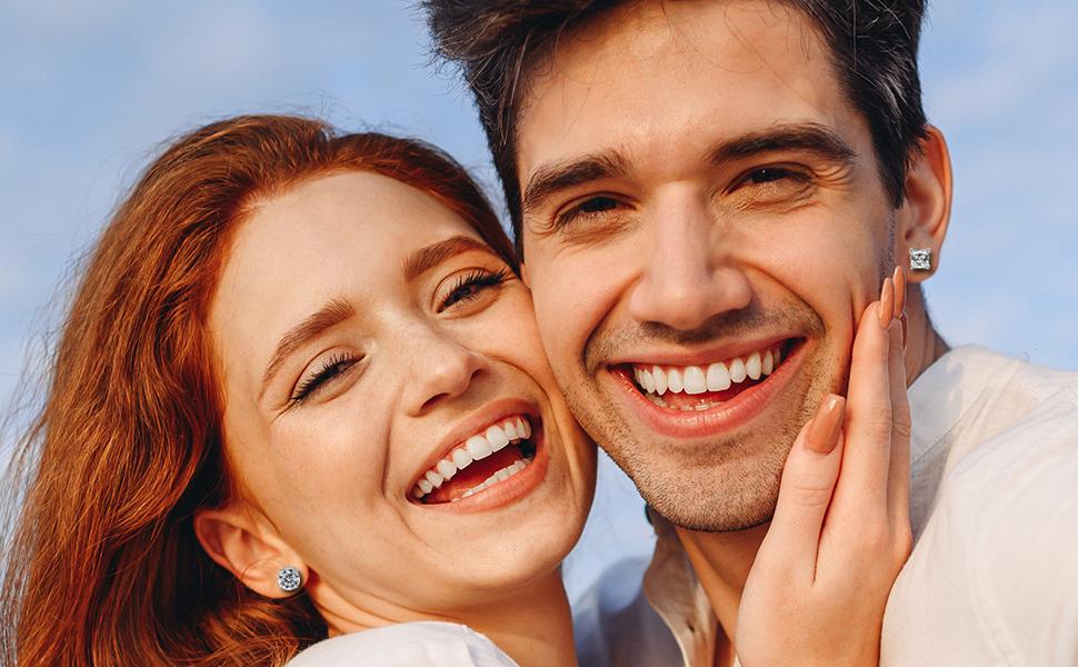 Cassieca 2 Pairs Stainless Steel Magnetic Stud Earrings for Men & Women, Non-Piercing CZ 5-8MM, Durable & Hypoallergenic Jewelry for Everyday Wear