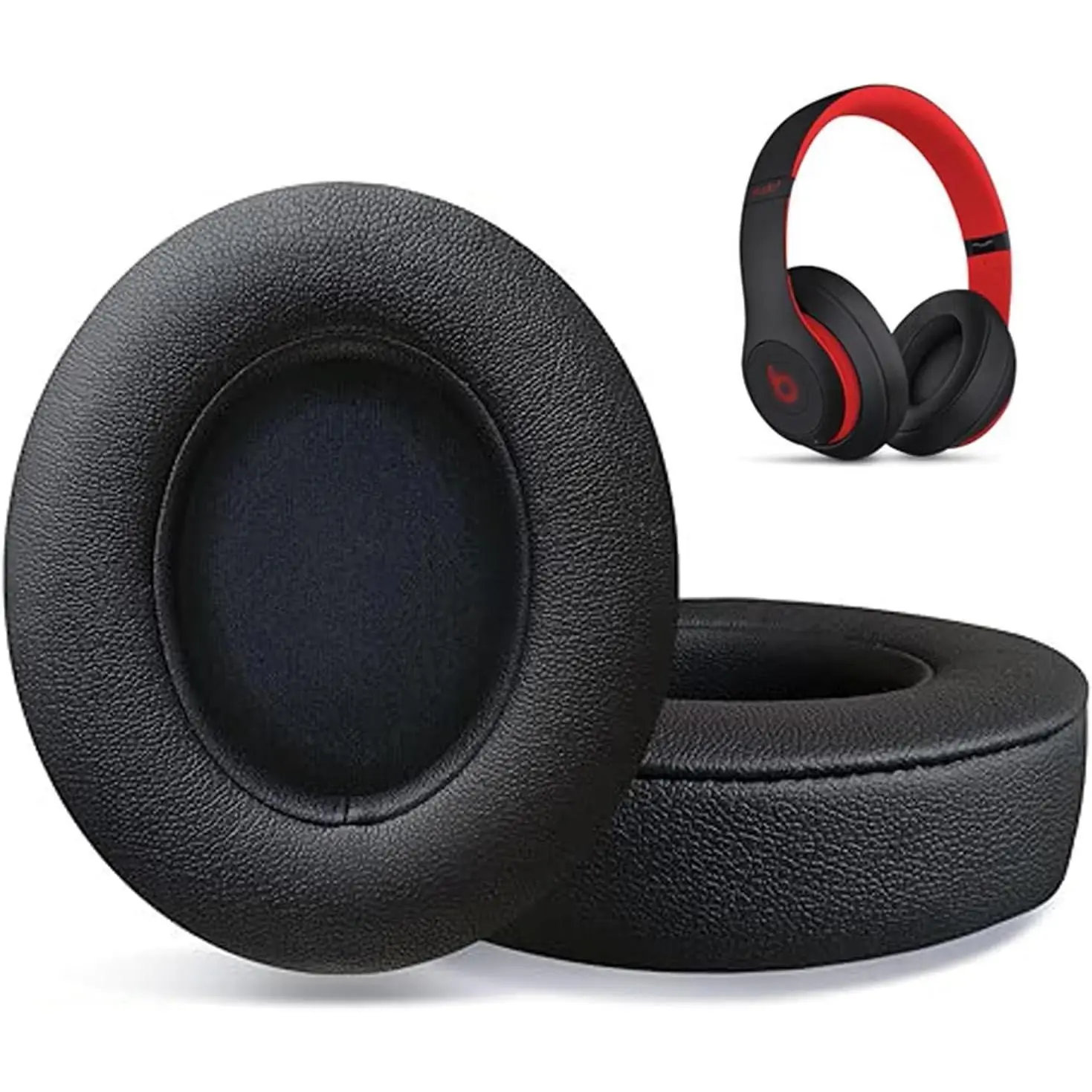 Replacement Ear Pads for Studio 2-3 Wired & Wireless Headset Accessories, Breathable PU Leather Cushions with Noise Isolation Low-Density Sponge, Easy Install Plug-and-Play Design, Lightweight, Dust-Proof Net & Carry Pouch