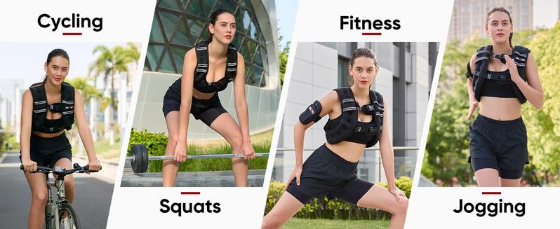 LEKÄRO Weighted Vest, 6lbs/8lbs/12lbs/16lbs/20lbs/25lbs/30lbs Weights Vest for Women Men with Reflective Stripe for Workout, Strength Training, Running, Walking, Muscle Exercise Equipment Adjustable Protective Belt