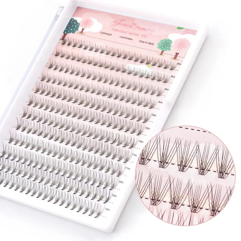 10D Lash Clusters 240pcs Individual Lash Extensions Natural Cluster Lashes 8-12mm Mix Lengths C Curl 0.07mm Thickness eyelash Individual Cluster Lashes Apply Under your Lashes(10D 8-12mm)