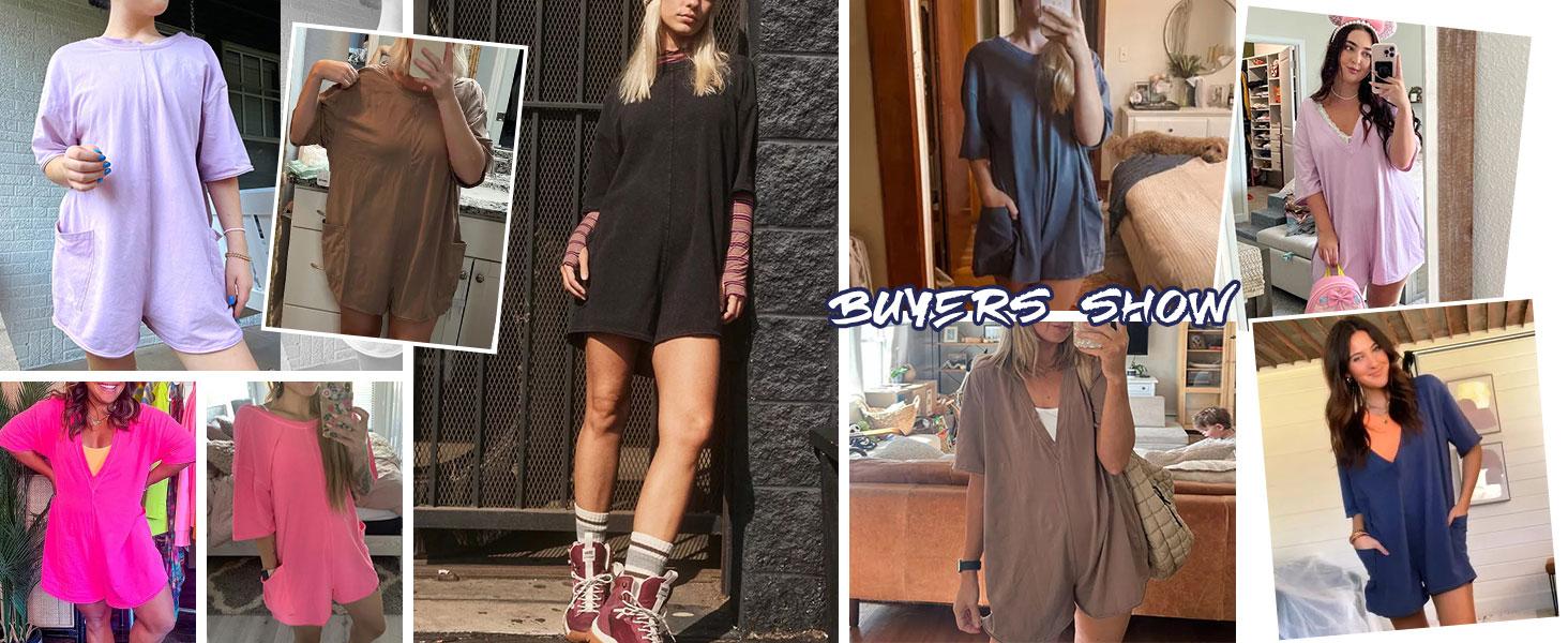 Yeokou Women's Oversized Athletic Jumpsuit Casual Romper Overall Workout Tee Hot Short Romper