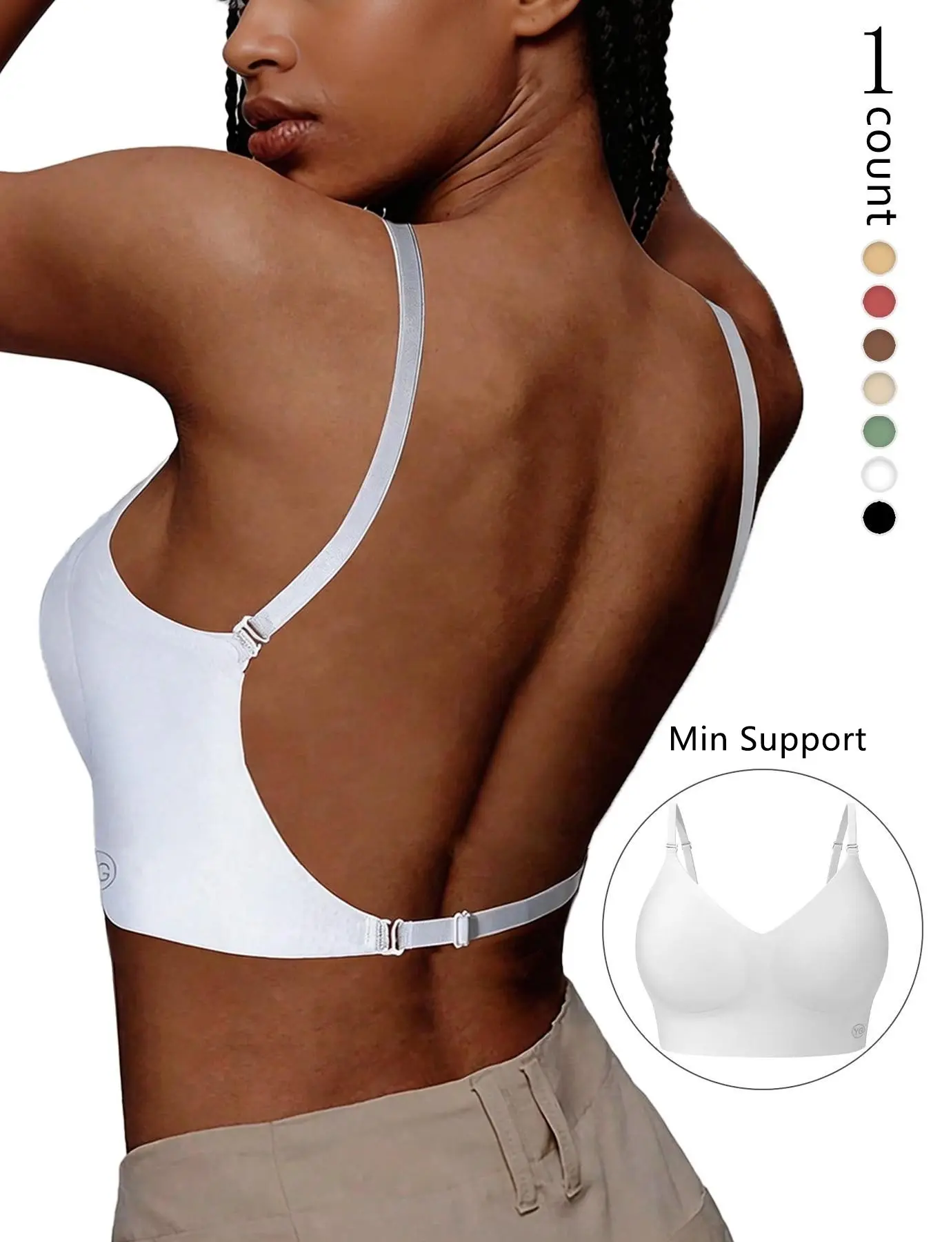 Women's Seamless Backless Bra, Multiway Bra, Multi-Strap Convertible Strap Wireless Push-Up Bra, Elegant, Chic, Minimalist, Suitable for Wedding Dresses and Party Gowns, Underwear