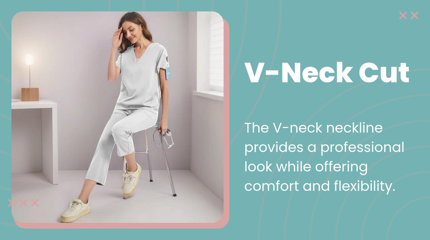 Women's Medical Short Sleeve V-Neck Multi-Pocket Set Uniforms, Lightweight Comfortable Polyester, All Seasons, Suitable for Nurses Doctors Dentists Beauty Salons, Workwear Womenswear