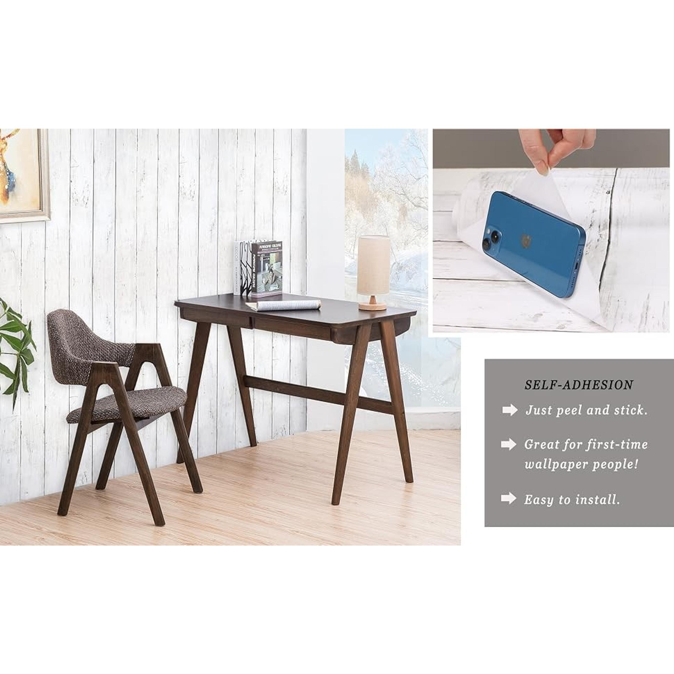 393"X17.7" Wood Peel and Stick Wallpaper White Self Adhesive Removable Vintage Wood Plank Contact Paper for Bathroom Decor Walls Covering Wardrobe Large Size Vinyl