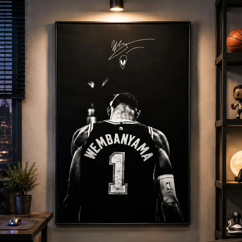 Wemby Basketball Poster, Victor Wembanyama Wall Art, Alien Inspired NBA Print, Modern Sports Decor, Bedroom Dorm Room Wall Art, Basketball Fan Gift, Man Cave Decor, Minimalist Basketball Artwork, NBA Collector Poster