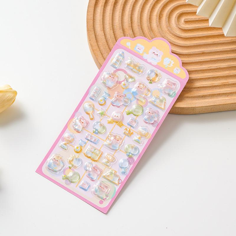 Cute 3D Resin Stickers, Cartoon Animal Food Hand Account Decorative Stickers, Fun and Creative Paper Craft Supplies