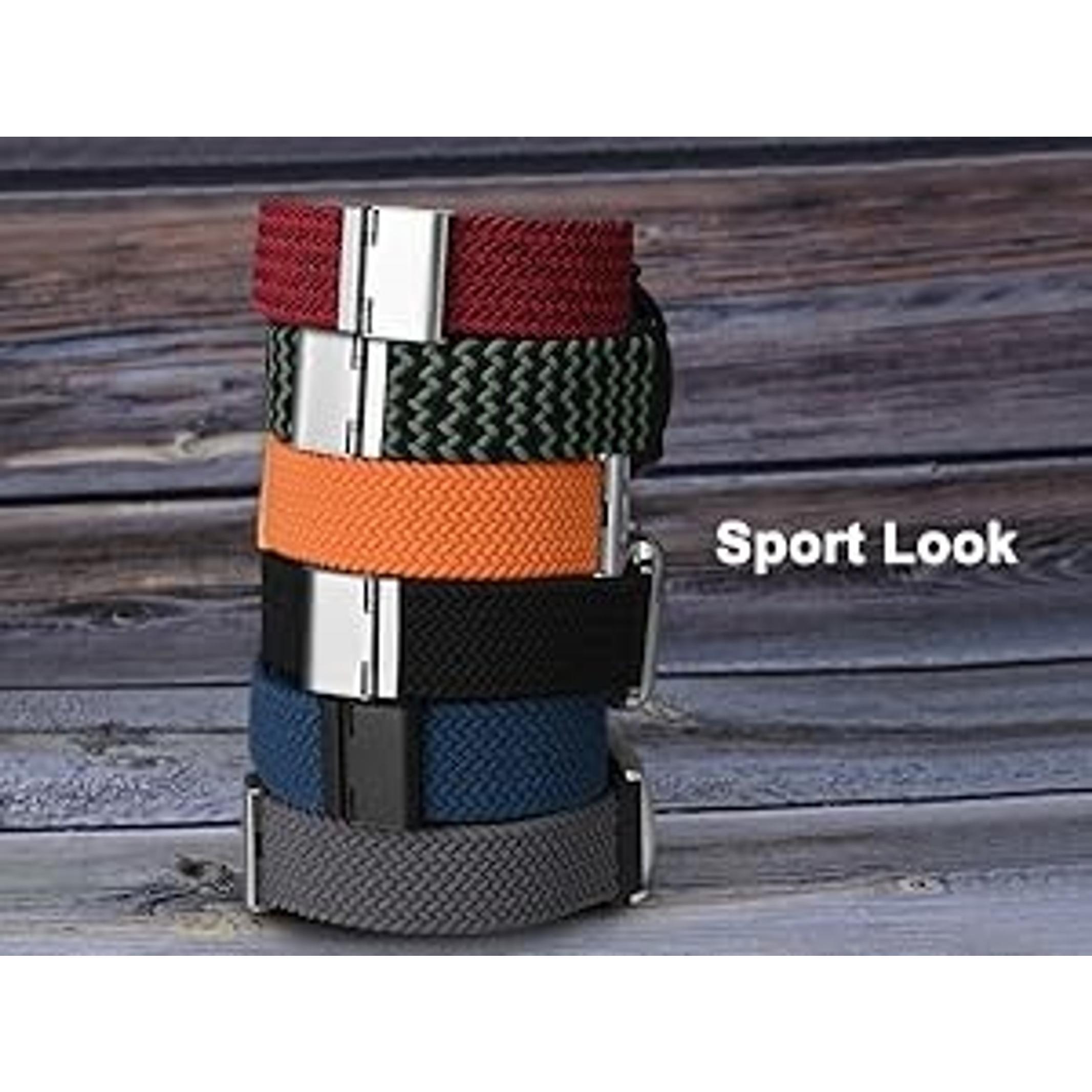 22mm Braided Nylon Watch Band for Men & Women, Quick Release, Black Stainless Steel Buckle - BlackGift