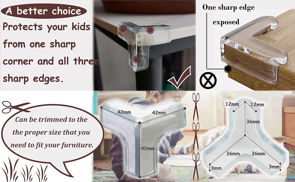 12Pcs Large 1.7inch Silicone Corner Protector T Shaped Baby Proofing Table Corner Guards Strong Adhesive Furniture Edge Bumpers for Baby Safety