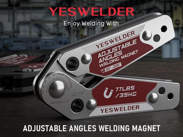 YESWELDER Adjustable Welding Magnet with Angle Scale 20-200° | 48LBs/77LBs Holding Power Magnetic Welding Positioner for Soldering, Metal Fabrication & Pipe Installation